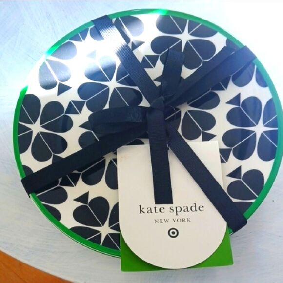 Kate Spade NY x Target 2025 Black and White Clover Appetizer Plate Set of 4 NEW - Picture 8 of 10